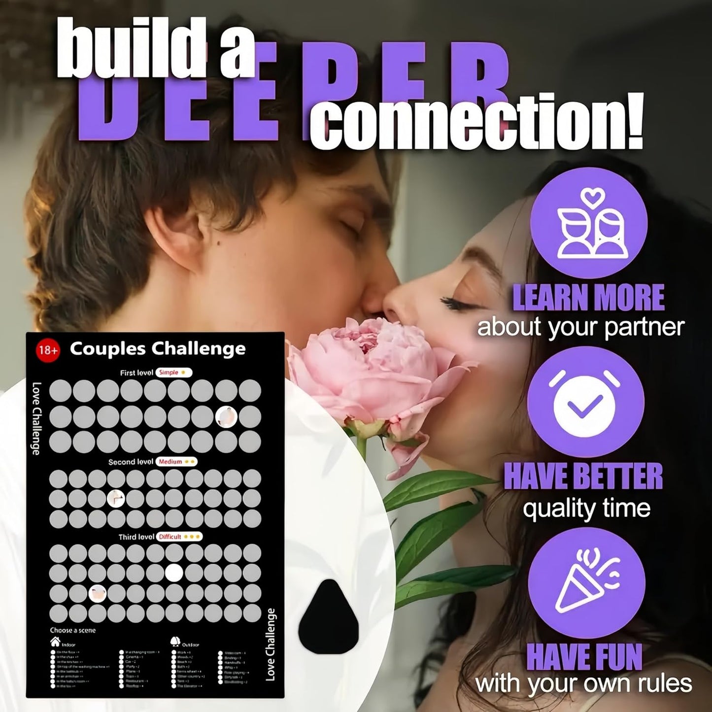 Love Games Scratch-off Poster for Couples - 100 Challenge Date - Night Ideas Poster for Couple