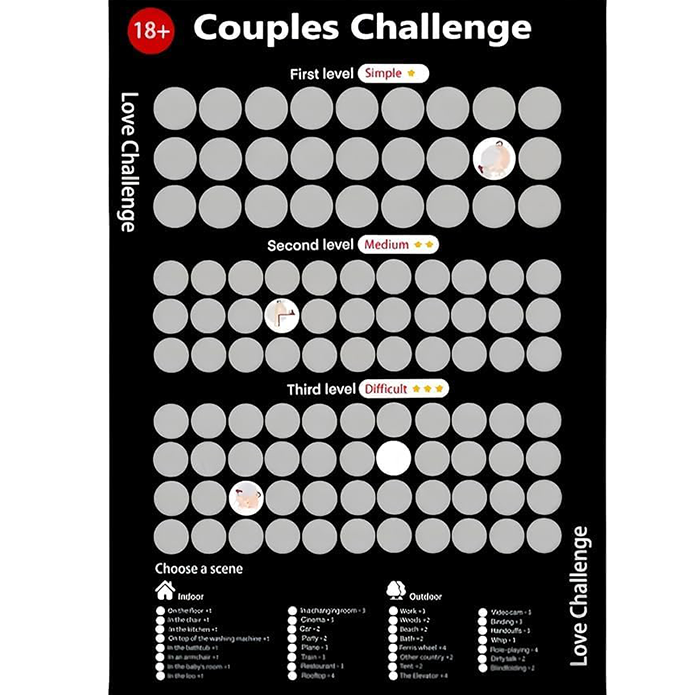 Love Games Scratch-off Poster for Couples - 100 Challenge Date - Night Ideas Poster for Couple