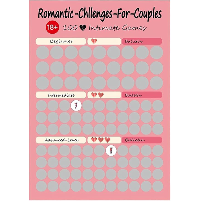 Love Games Scratch-off Poster for Couples - 100 Challenge Date - Night Ideas Poster for Couple