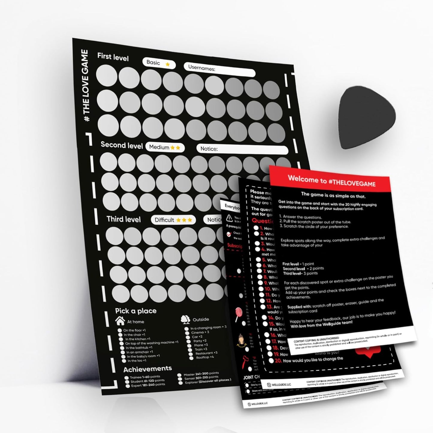 Love Games Scratch-off Poster for Couples - 100 Challenge Date - Night Ideas Poster for Couple