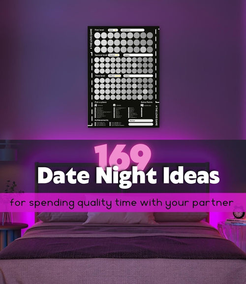 Love Games Scratch-off Poster for Couples - 100 Challenge Date - Night Ideas Poster for Couple